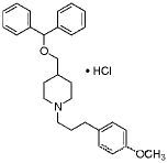 Molecular Structure of 136647-02-4 (4-[(Diphenylmethoxy)methyl]-1-[3-(4-methoxyphenyl)propyl]-piperidinehydrochloride)